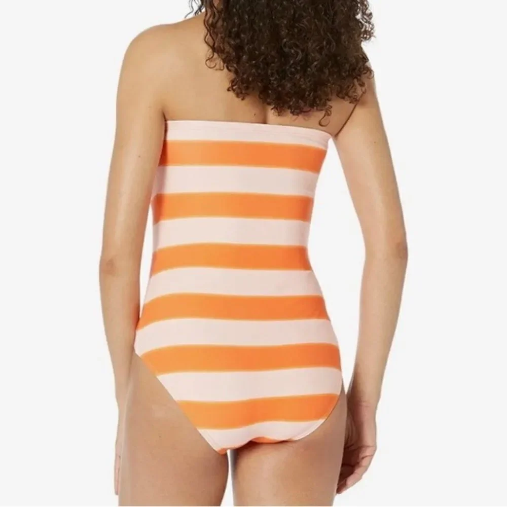 Kate Spade Classic Bandeau One Piece Swimsuit - Awning Stripe Size XS